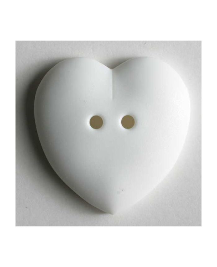 Heart Button - White - Size 15mm - 122410
