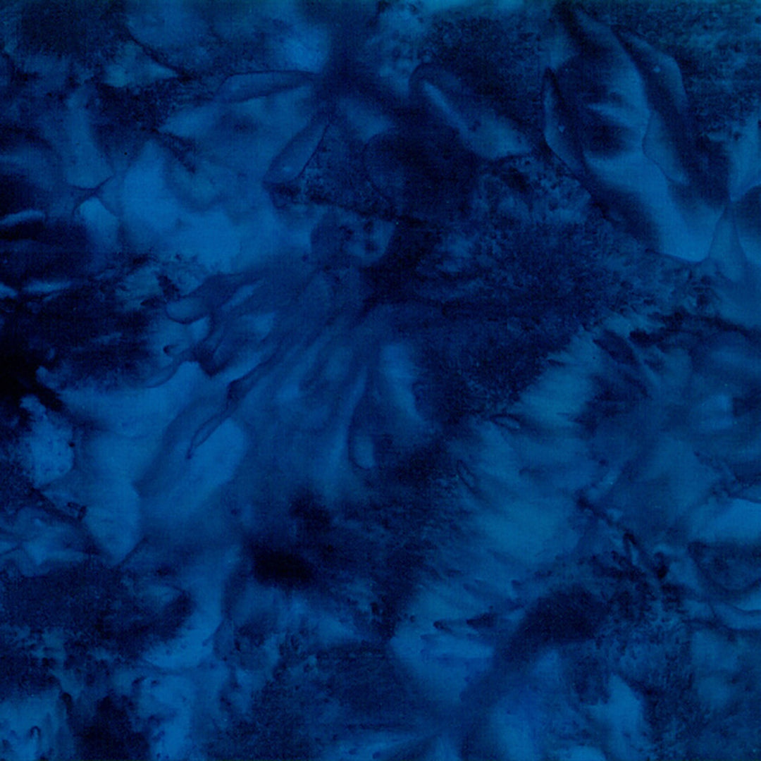 blue batik fabric with a watercolor design