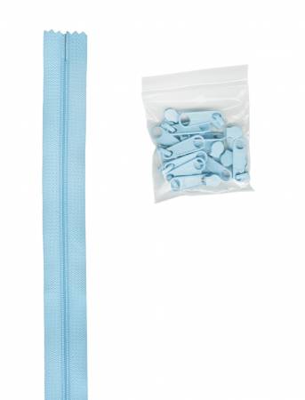 Zipper - 4 yards of 16mm #4.5 Chain & 16 Extra-Large Coordinated Pulls Robin's Egg - ZIPYD-213