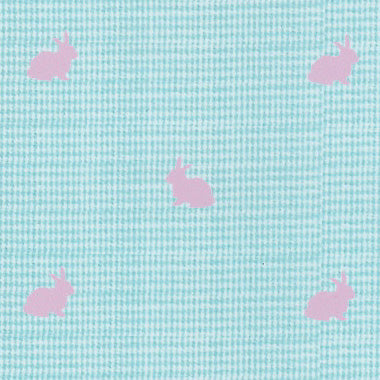 Seafoam Microcheck Print With Pink Rabbits - #2141
