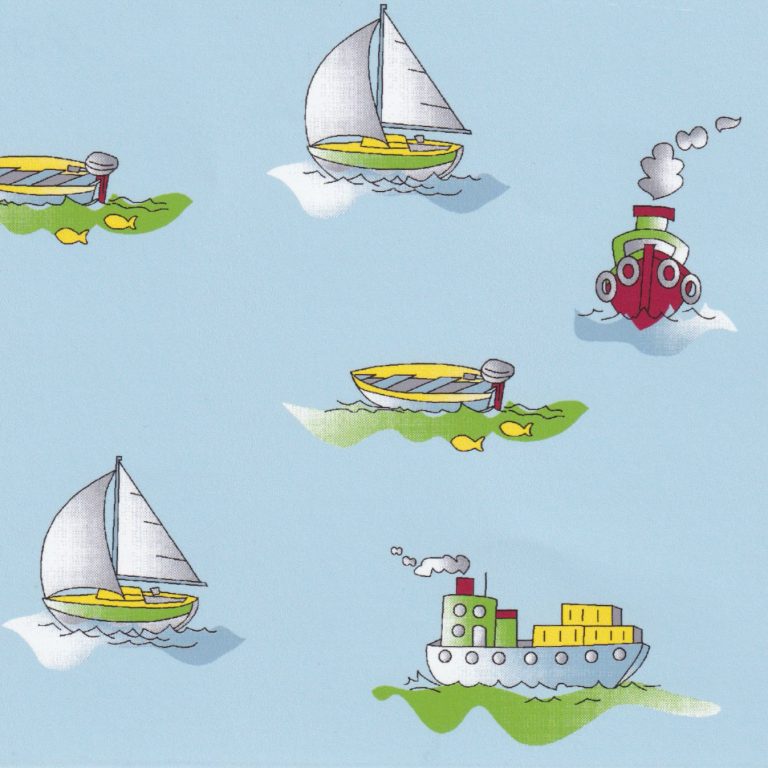 Boat Print Green, Red and Blue – #2358