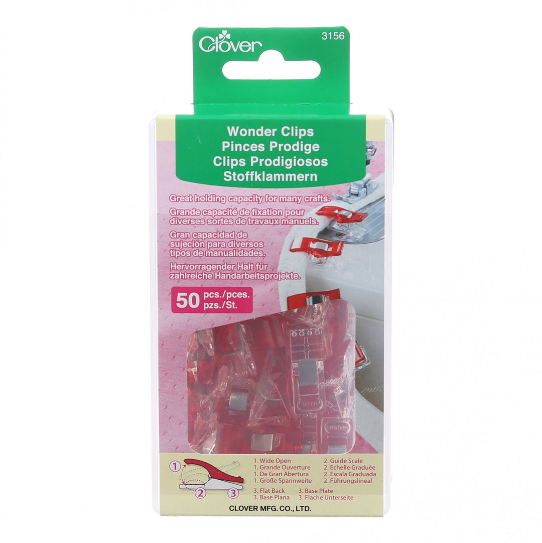 Wonder Clips in a package. 50 red clips