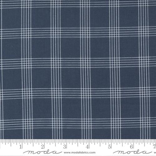 Navy fabric with white check