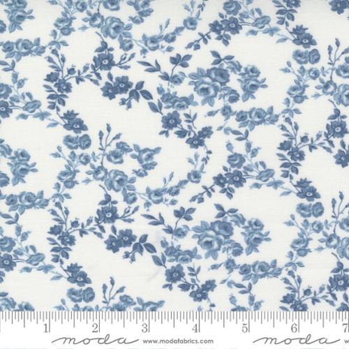 Cream fabric with blue flowers
