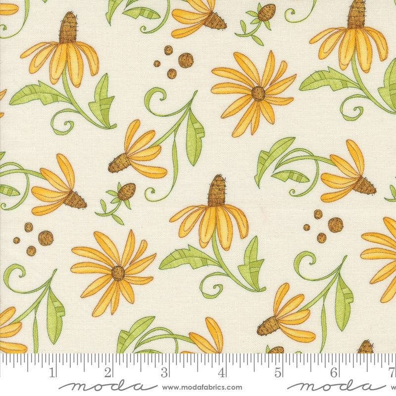 Cream background with yellow daisies