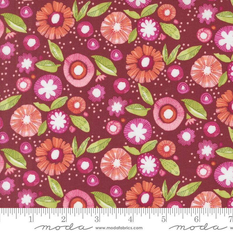 Brown background with brightly colored flowers