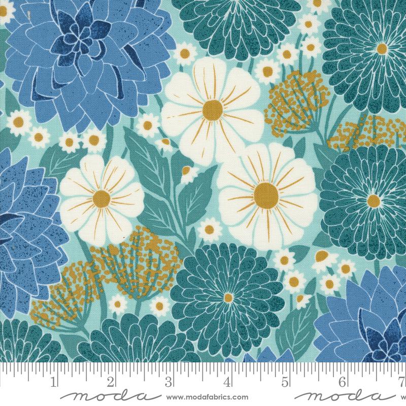 Field of Flowers - Dahlias and Zinnias Robins Egg - 3310 14