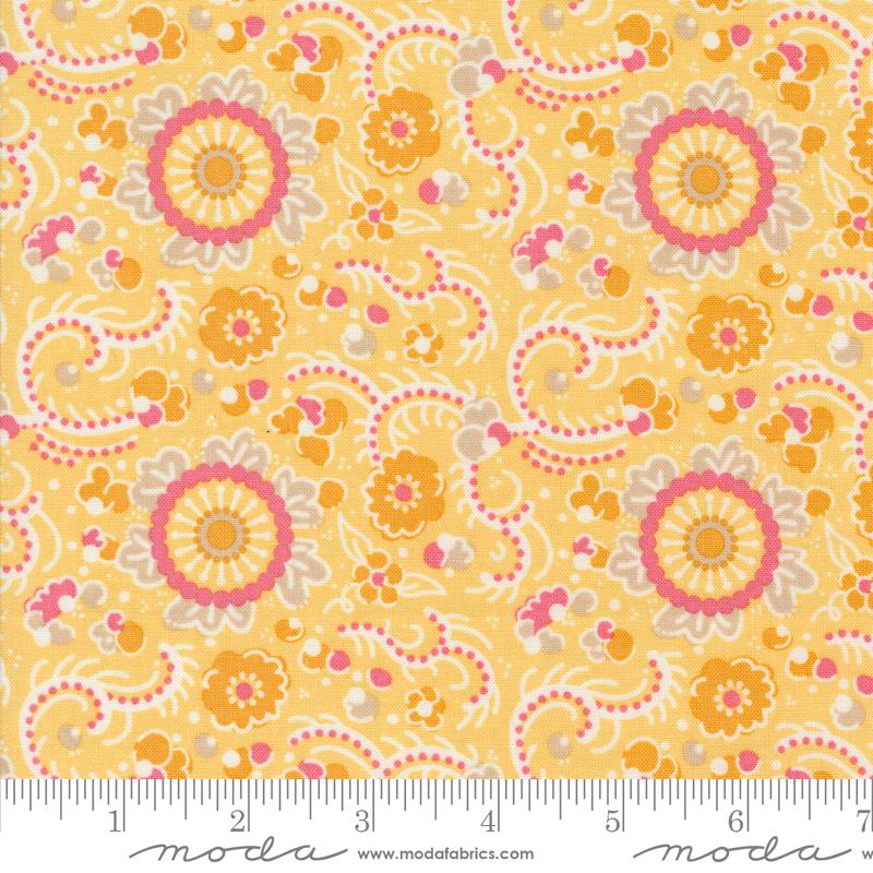 Yellow background with a geometric circle design