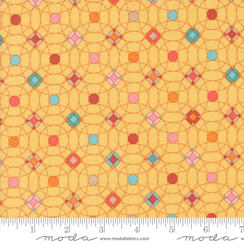Yellow background with geometric cirlcles