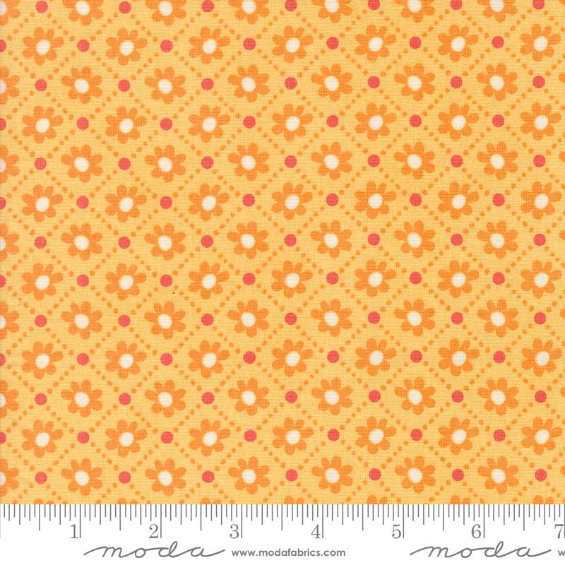Yellow background with orange daisies