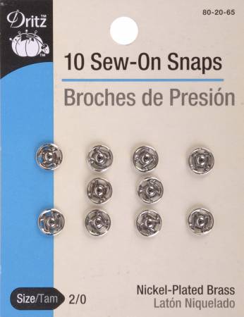 Snap Sew-On Size 2/0 Nickel - 80-2-0-65