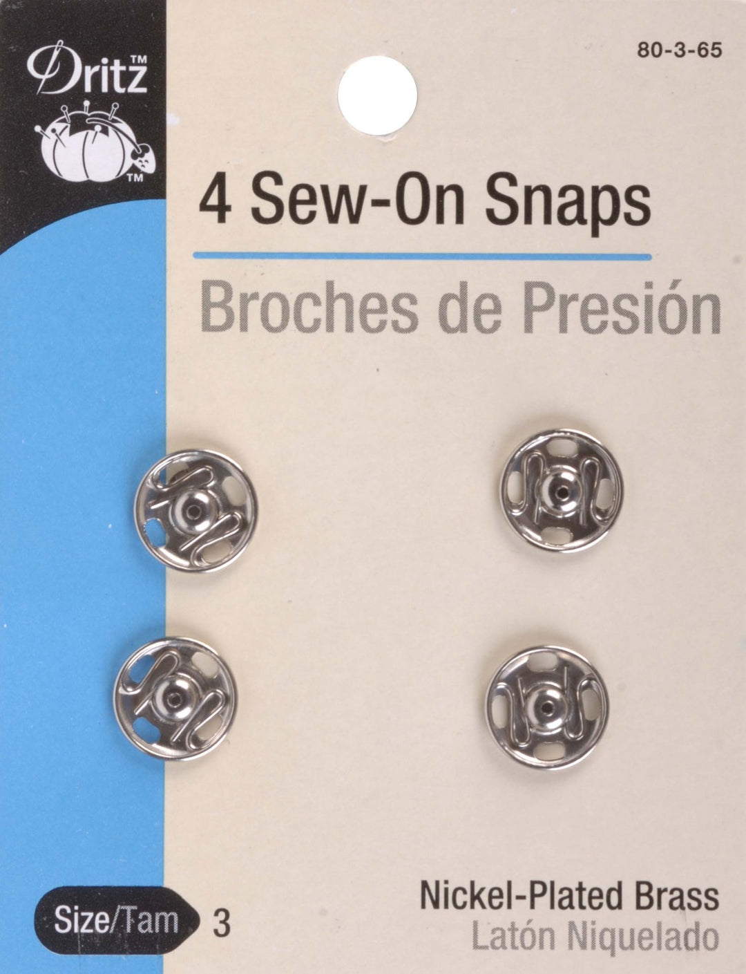 4 Sew On Snaps Size 3