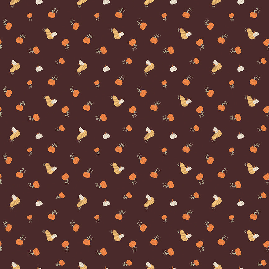 Brown fabric with small pumpkins