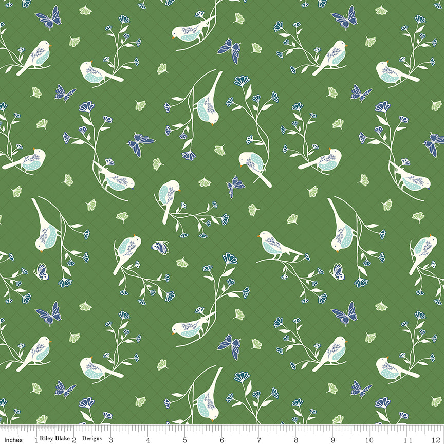 Melody - Floral Bird Clover - C15141-CLOVER