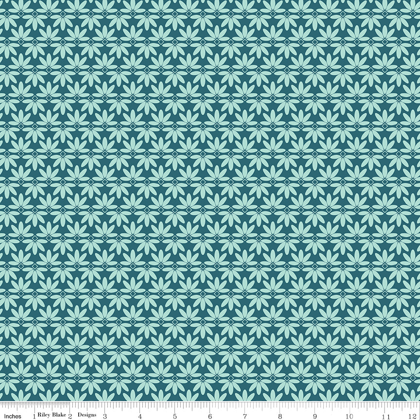 Melody - Deco Leaves Colonial Blue - C15145-COLONIAL