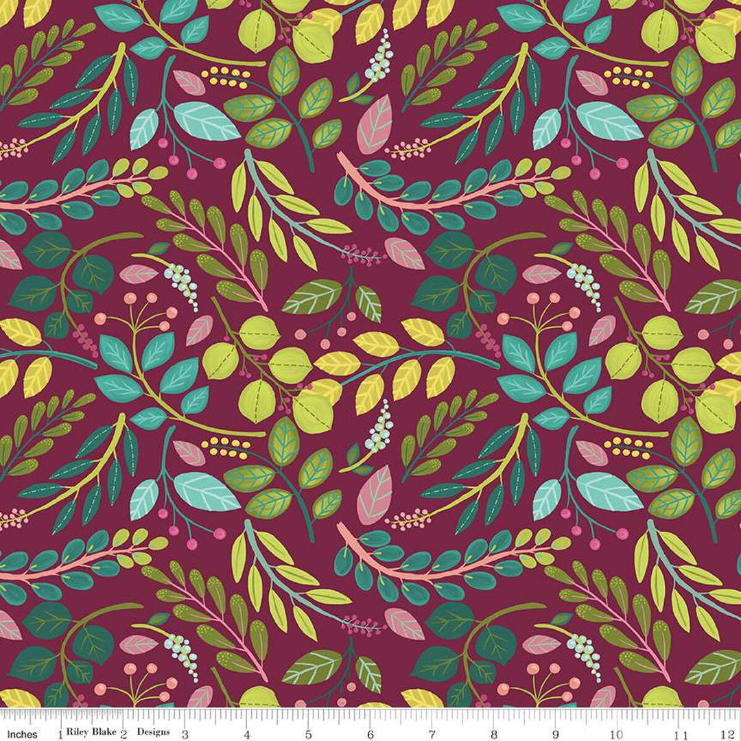 Fragrant Fields - Sprigs Dark Maroon - C15221-MAROON