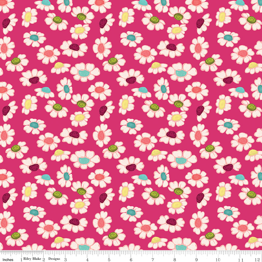 Fragrant Fields - Dancing Daisies Hot Pink - C15222-HOTPINK