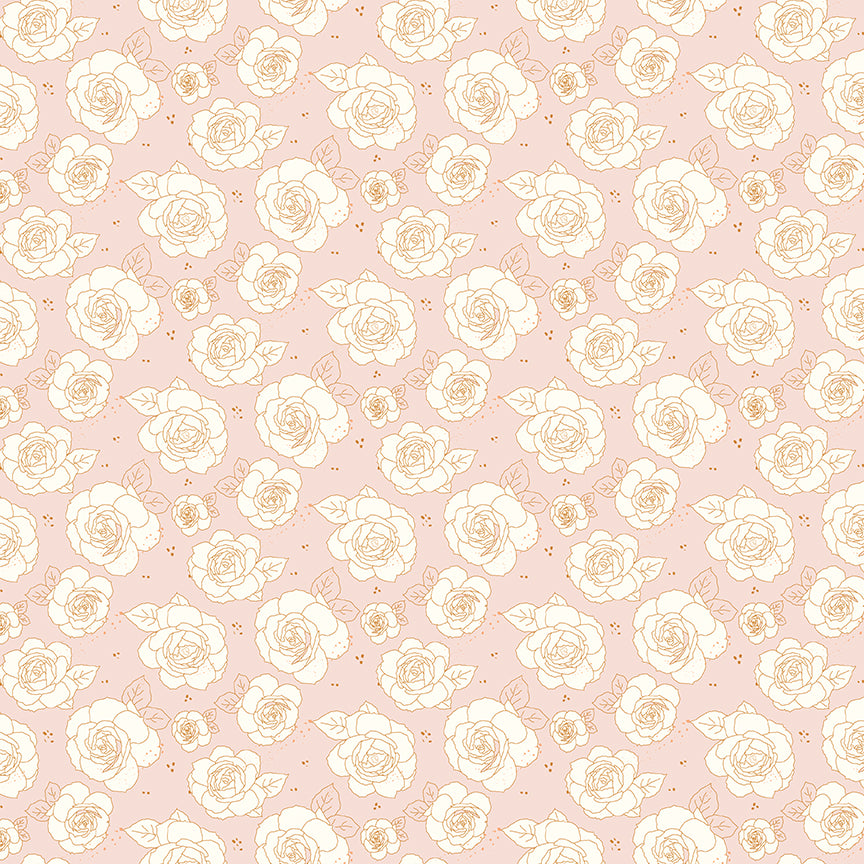 Light pink background with white roses