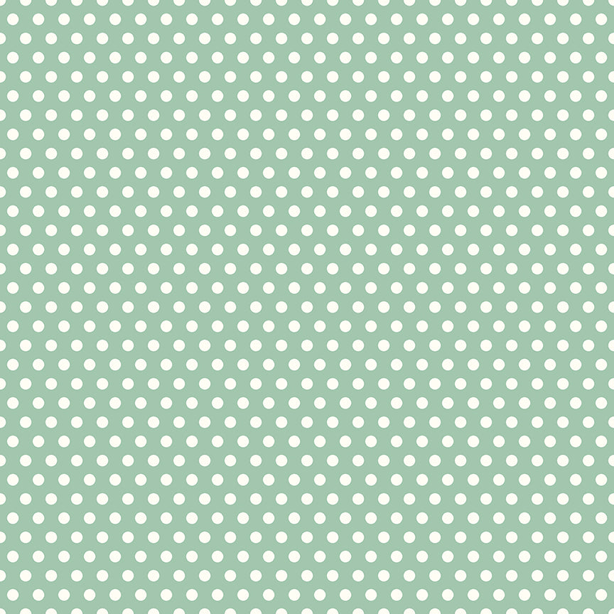 Green seafoam background with white dots