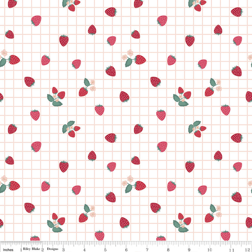 Berry Market - Gingham Berries White - C15747-WHITE