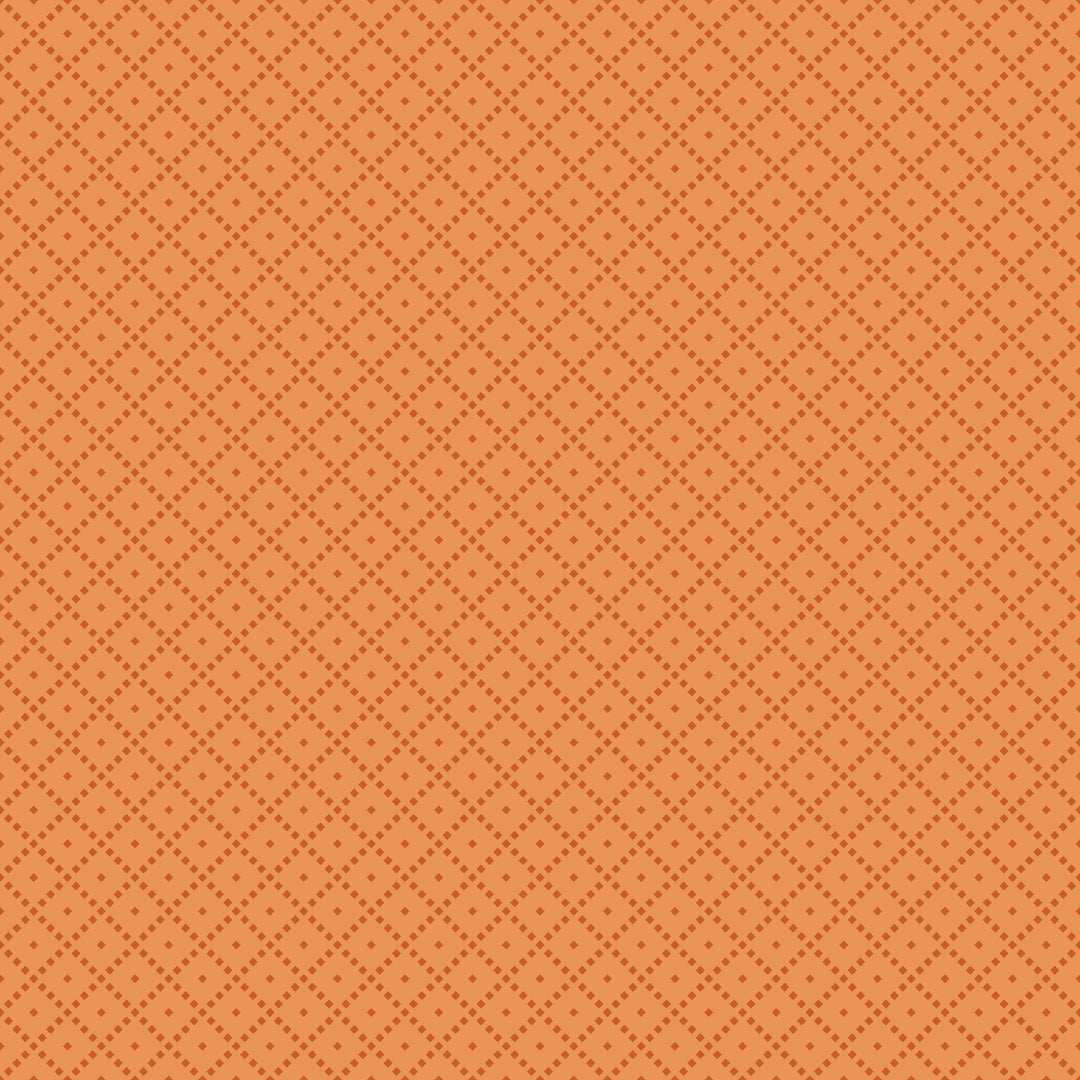 Patterned fabric swatch on an orange background