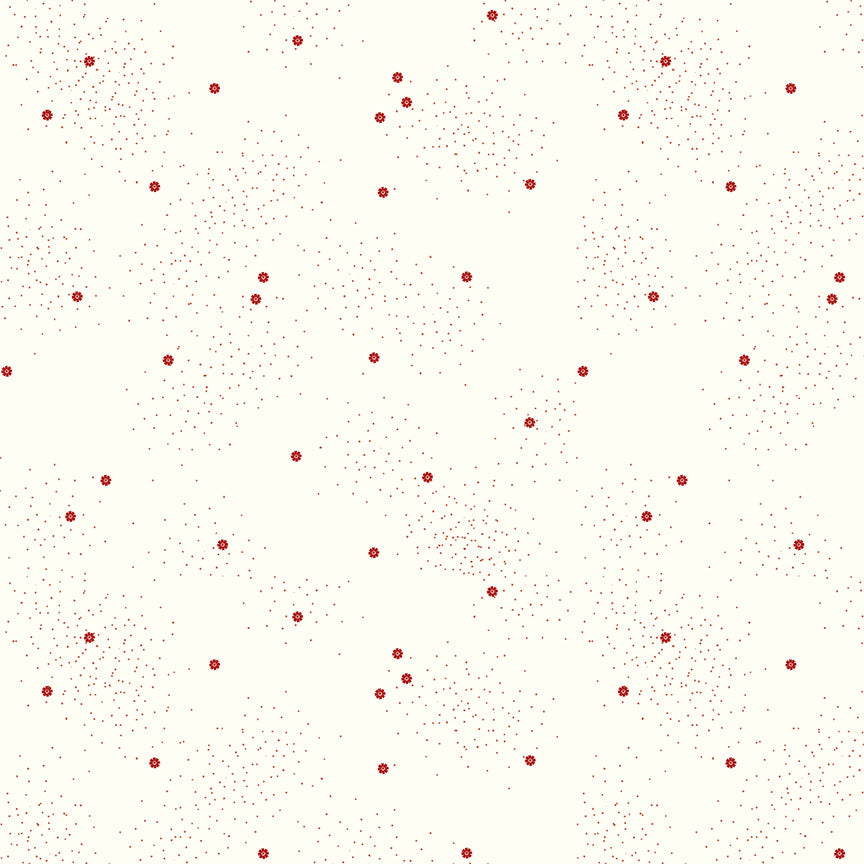 Cream background with scattered red dots