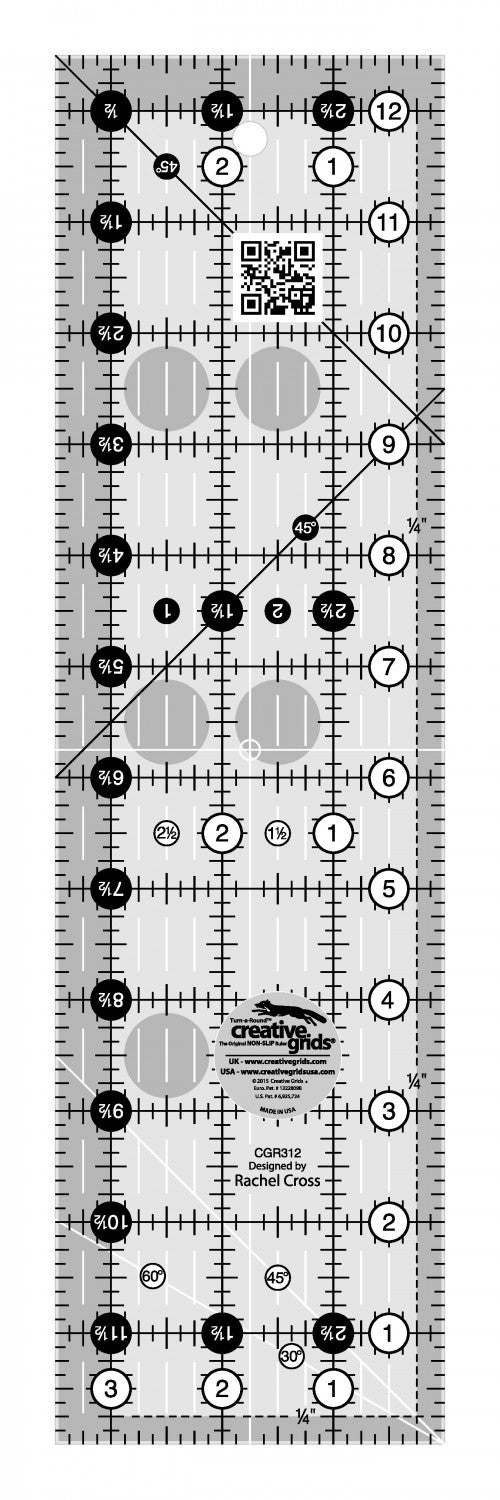 Creative Grids Quilt Ruler 3-1/2in x 12-1/2in - CGR312
