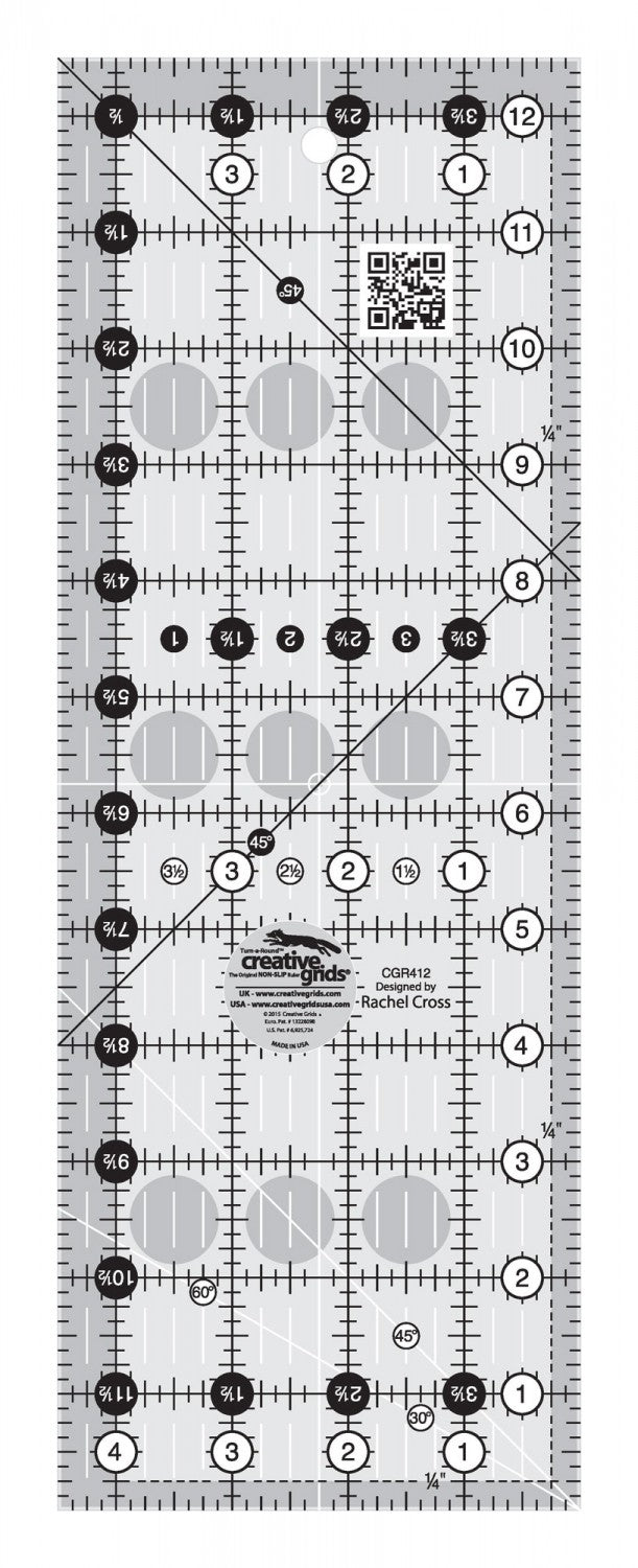 Creative Grids Quilt Ruler 4-1/2in x 12-1/2in - CGR412
