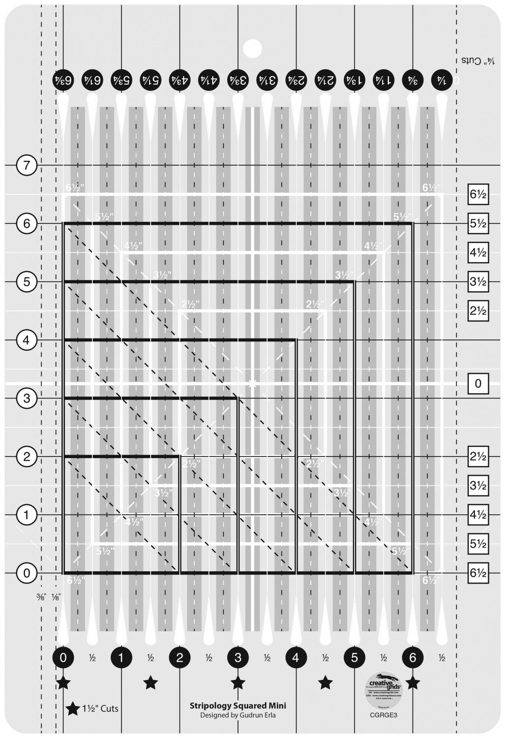 Creative Grids Stripology Mini Quilt Ruler - CGRGE3