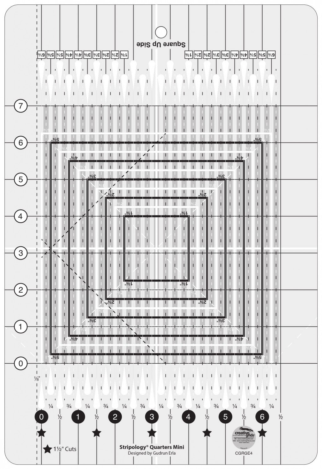 Creative Grids Stripology Quarters Mini Quilt Ruler - CGRGE4