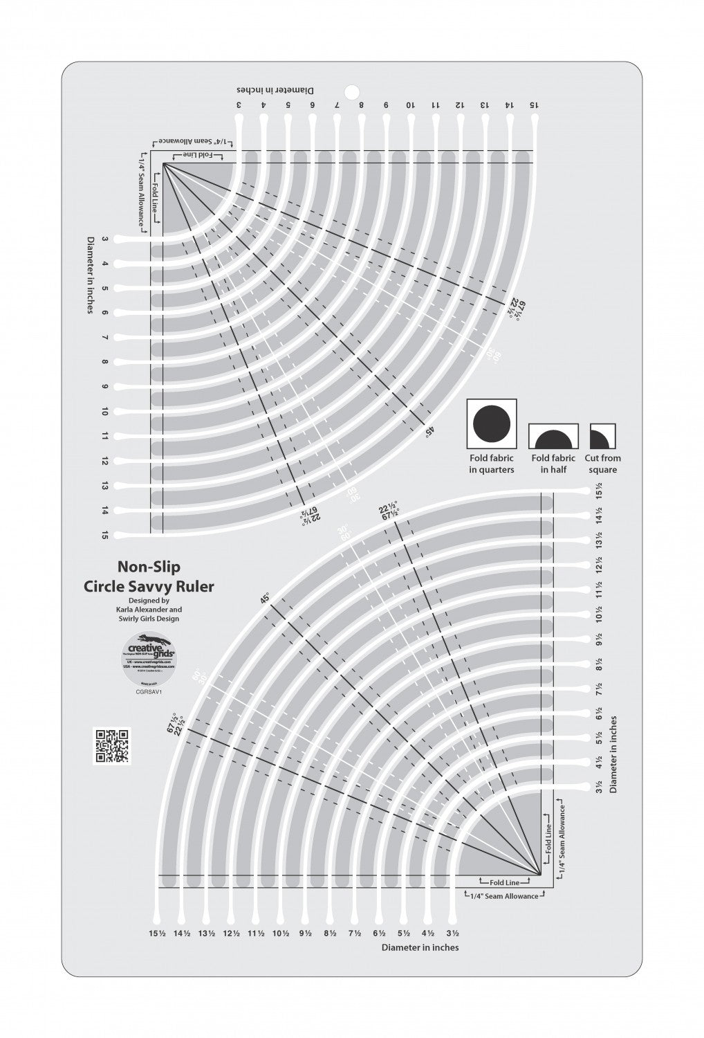 Circle Savvy 11-3/4in x 18-1/2in Quilt Ruler - CGRSAV1