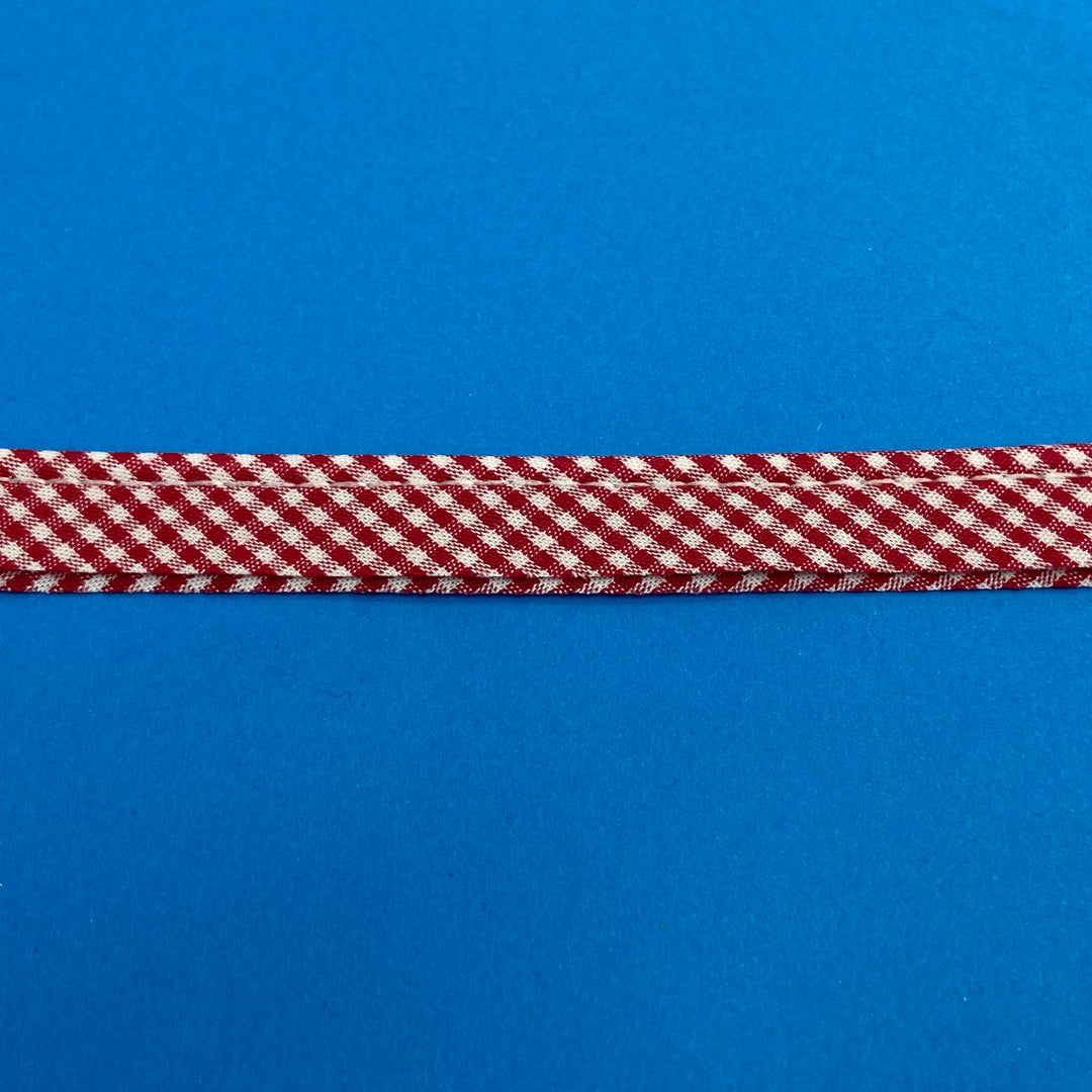 Cotton Gingham Mini Piping - Berry