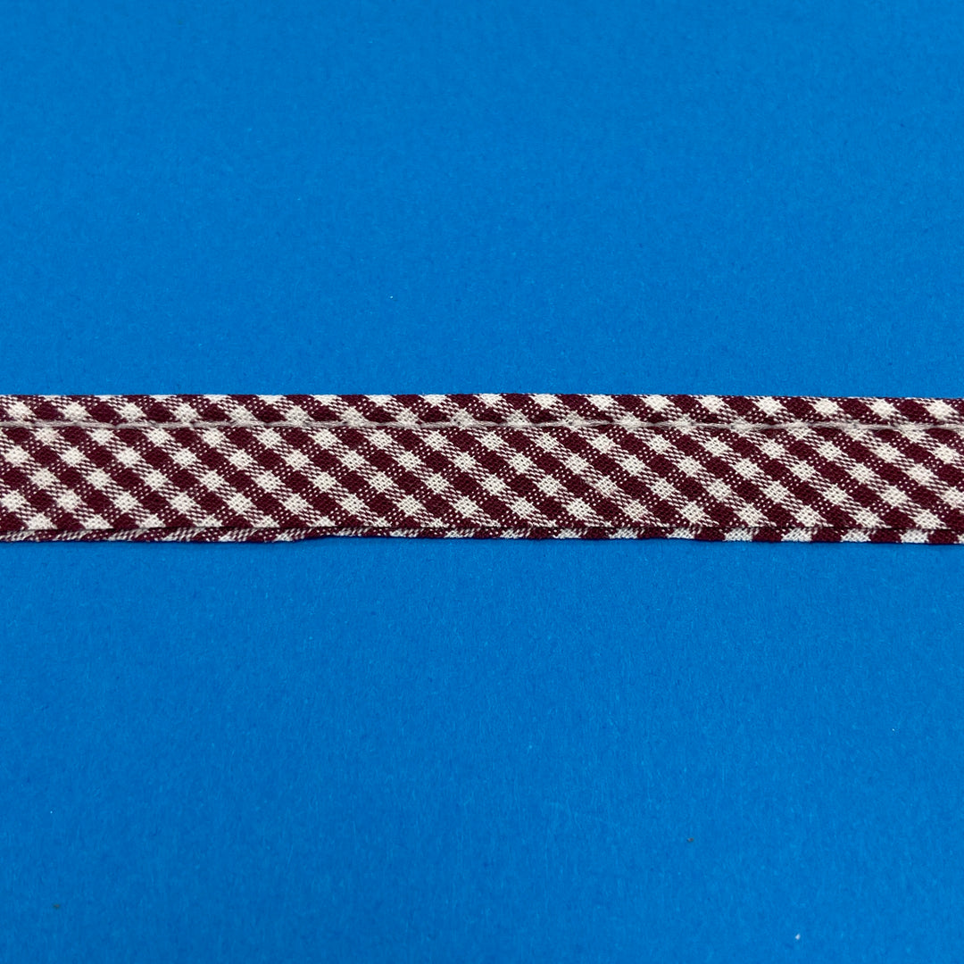 Cotton Gingham Mini Piping - Crimson