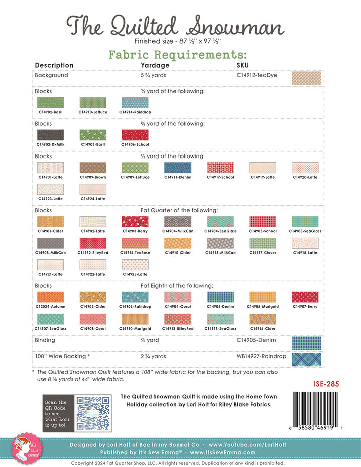The Quilted Snowman Pattern - ISE-285