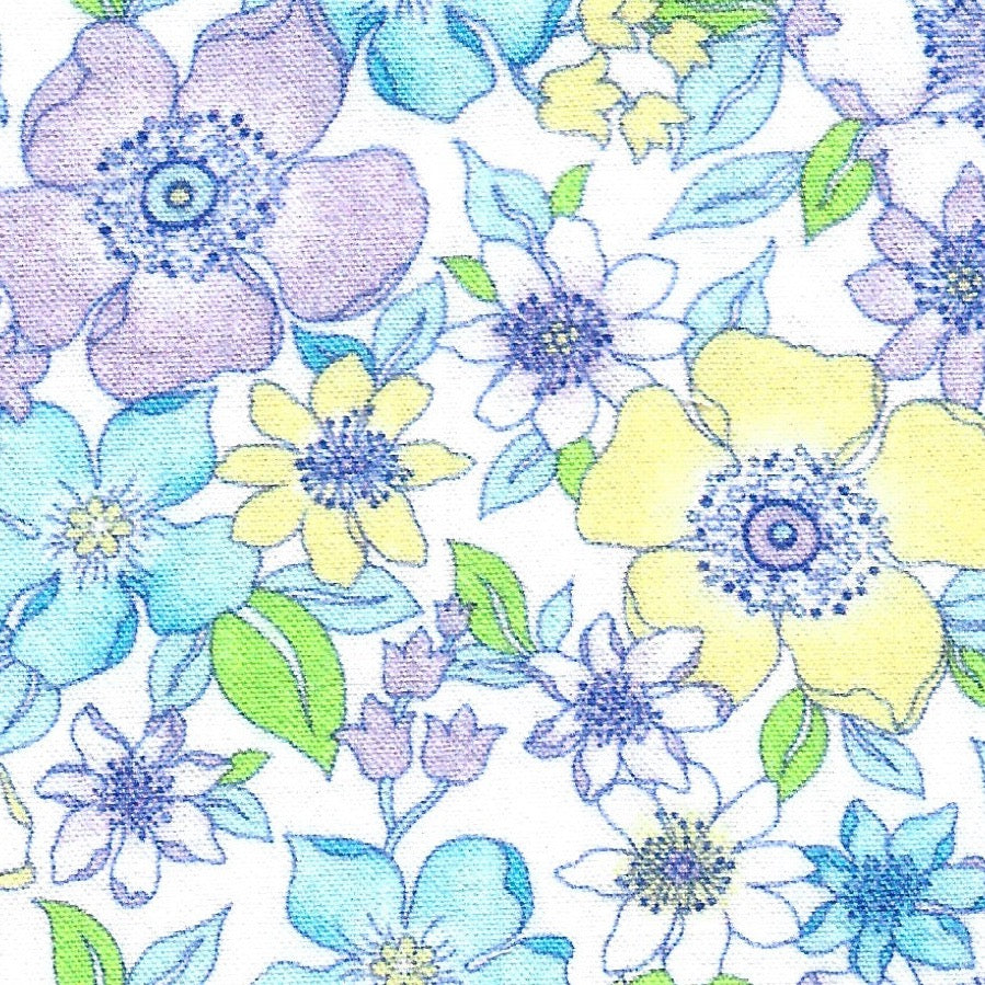 Floral Print Seersucker - Blue, Purple, and Yellow Floral - S/132