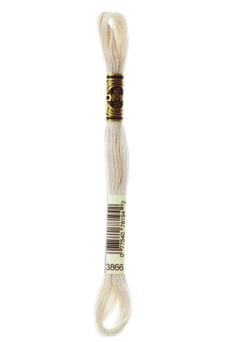 Dmc embroidery floss 3866 on a white background
