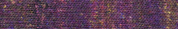 purple yarn with accents yellow, pink, and blue