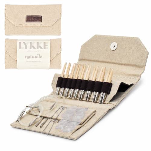 Naturale 3.5" Interchangeable Circular Needle Set - Beige Jute Canvas