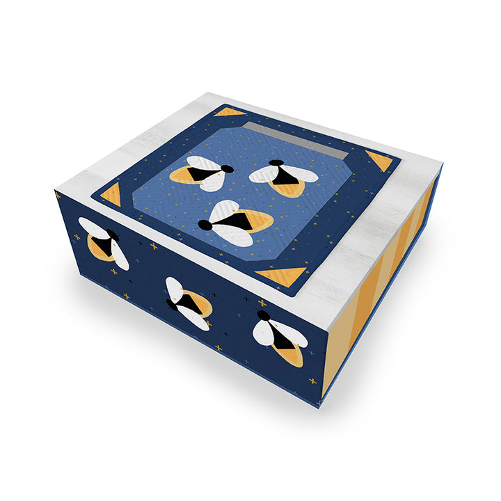 Tabletop banner with a mason jar and lightening bugs in the box kit