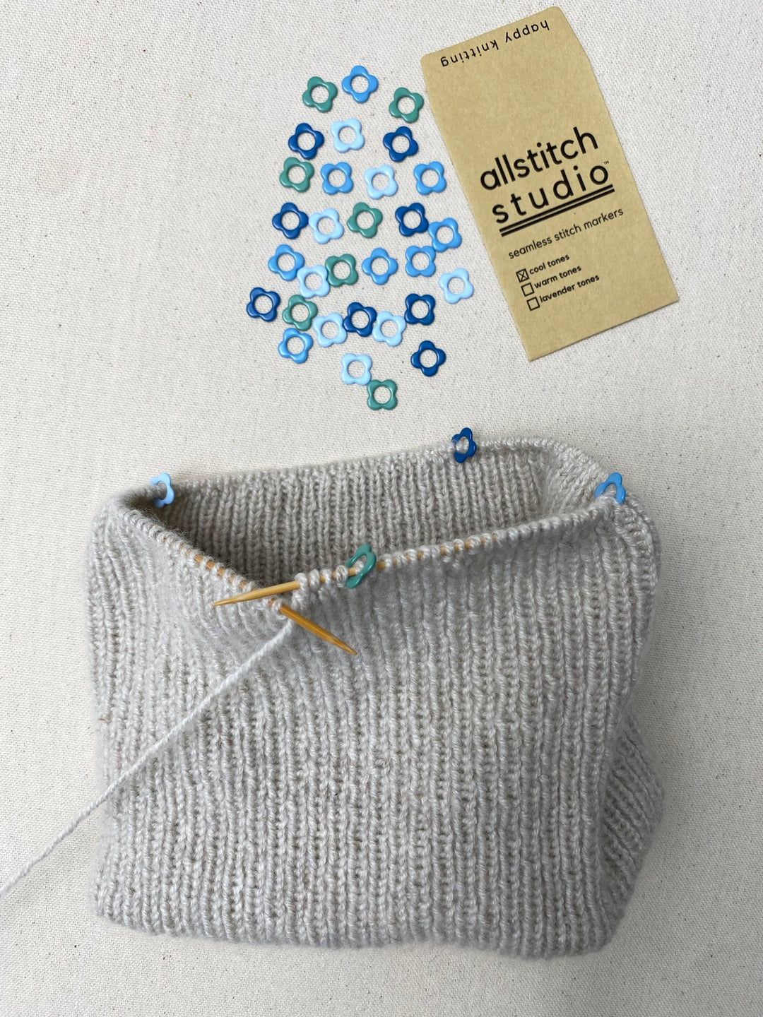 Small Flower Stitch Markers - Cool Tones