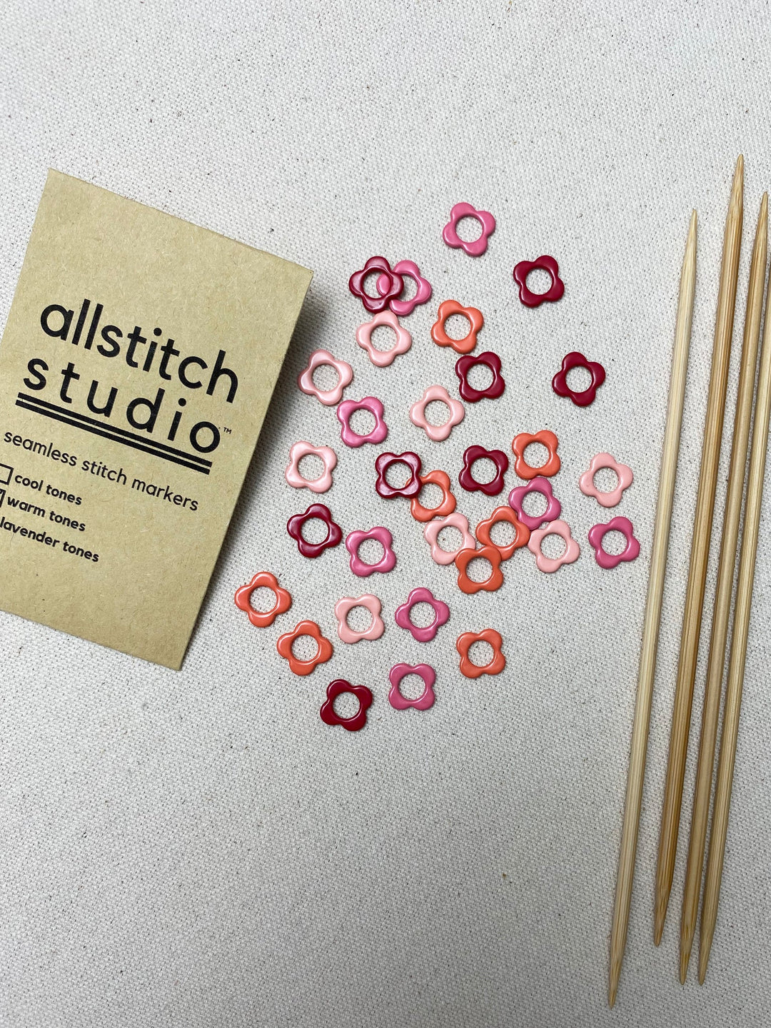 Small Flower Stitch Markers - Warm Tones