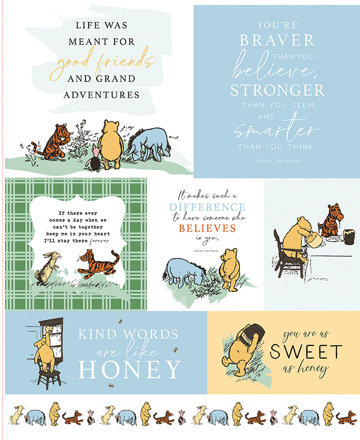 Winnie the Pooh fabric Panel. Includes Winnie the Pooh and all his friends