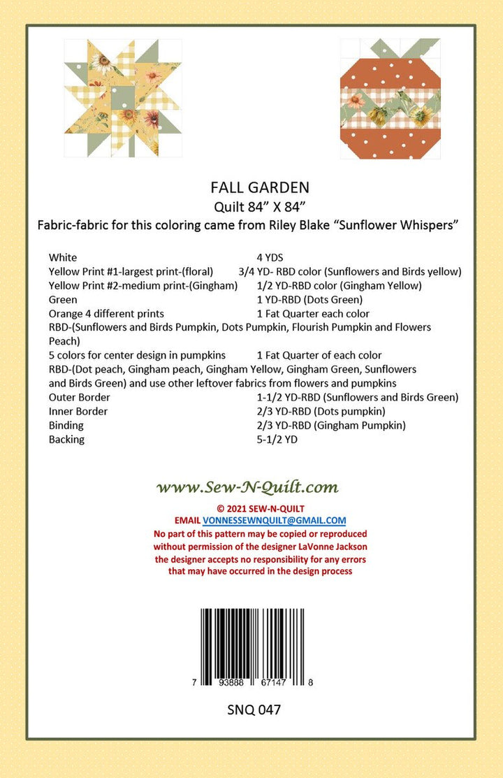 Fall Garden Quilt Pattern - P188-FALLGARDEN
