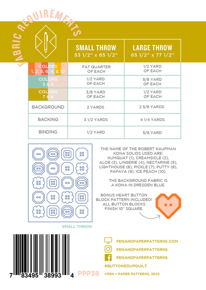 Button Up Quilt Pattern - PPP38