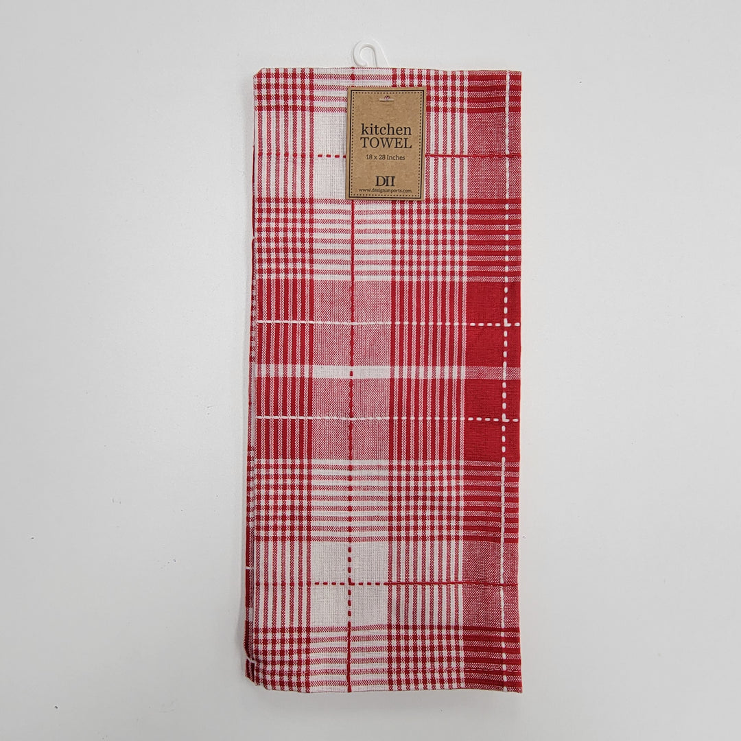 Garden Plaid Kitchen Towel - Tango Red