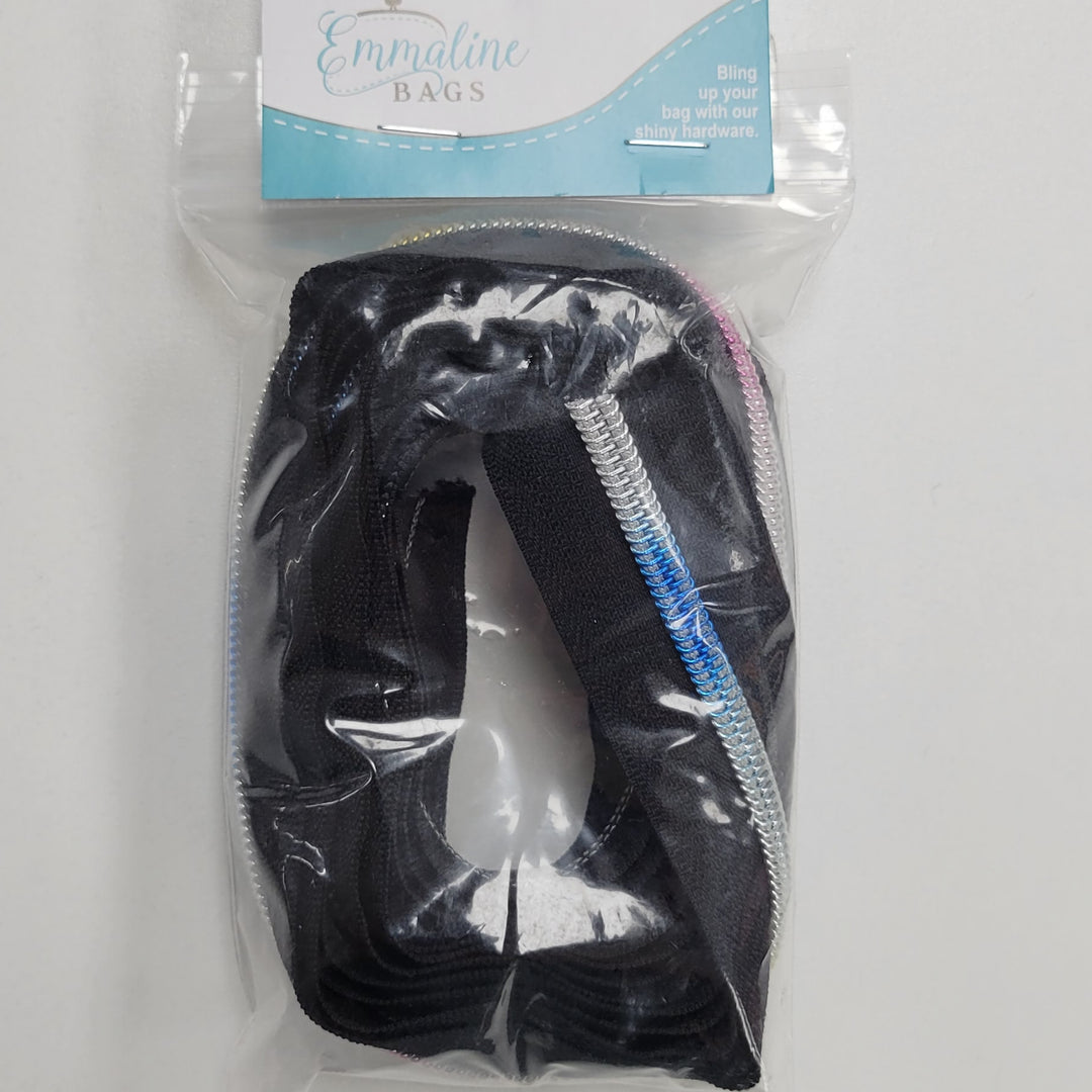 Zipper By The Yard Size 5 Black/Rainbow Coil - Emmaline Bags