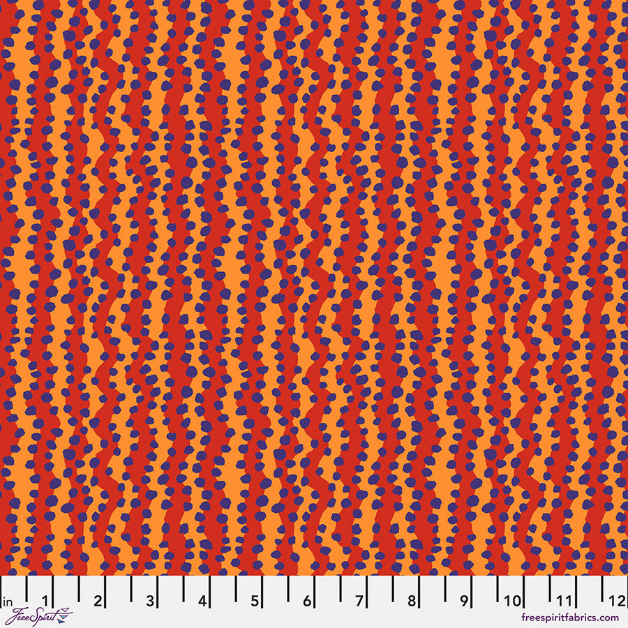 Red and orange stripe with purple dots