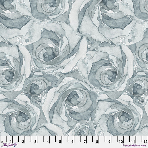 Brushstrokes - Organic Roses Silver Blue - PWSR081.SILVERBLUE