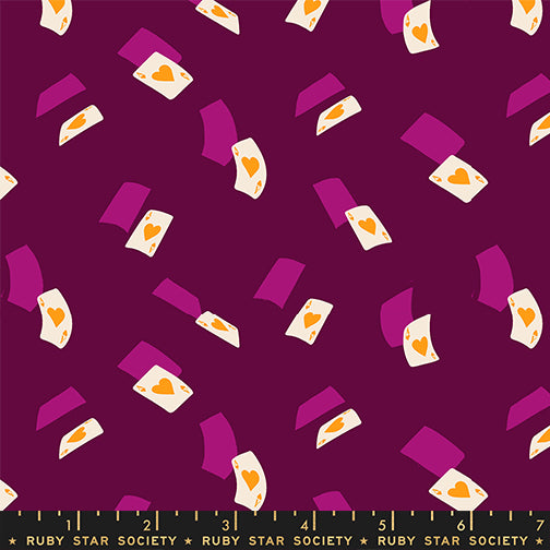 print of falling ace playing cards in white and purple on an dark purple background