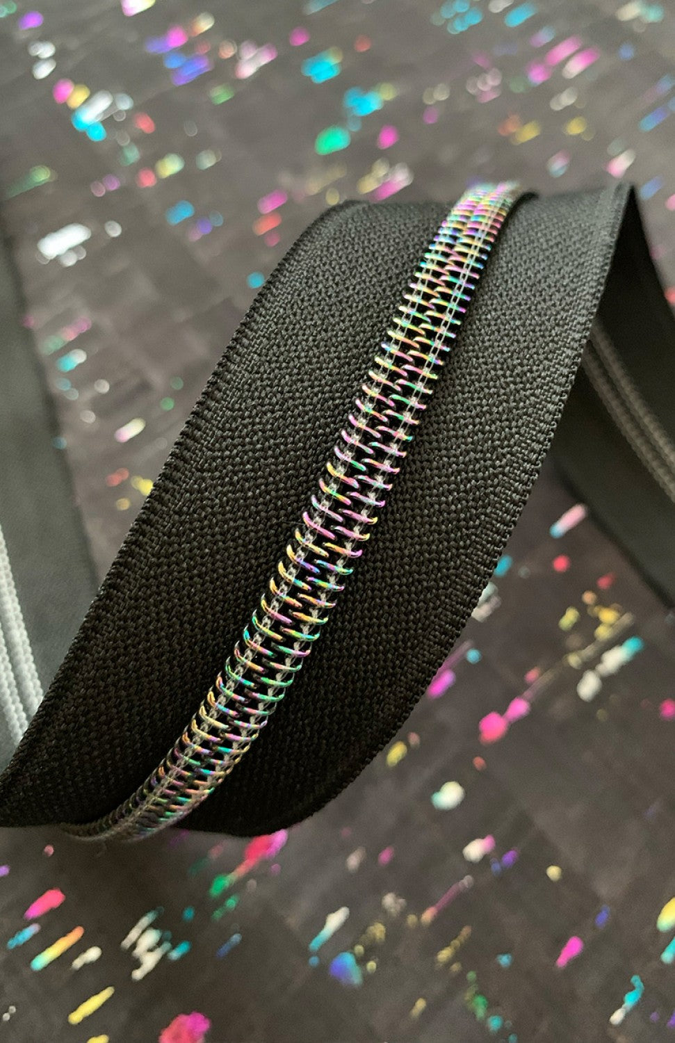 Black Zipper Tape with Iridescent Teeth - SASSKIT-17C